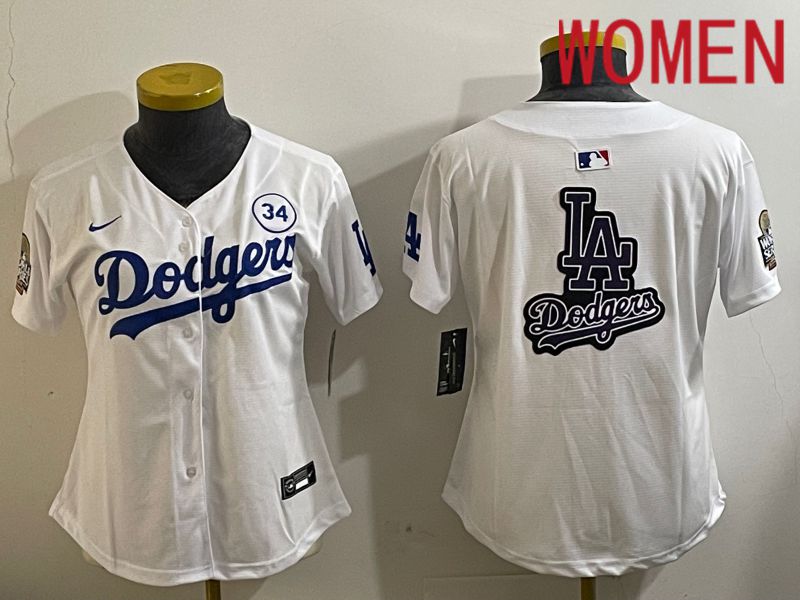 Women Los Angeles Dodgers Blank White Game 2024 Nike MLB Jersey style 11216->youth mlb jersey->Youth Jersey